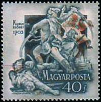 (1953-038) Марка Венгрия "Батальная сцена восстания 3"    250-летие начала борьбы за свободу II O